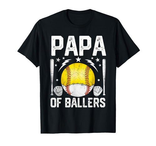 Papa Ballers Fathers Day Funny Baseball T-Shirt - Custom Art Print Unisex - T-Shirt, Sweatshirt, Hoodie