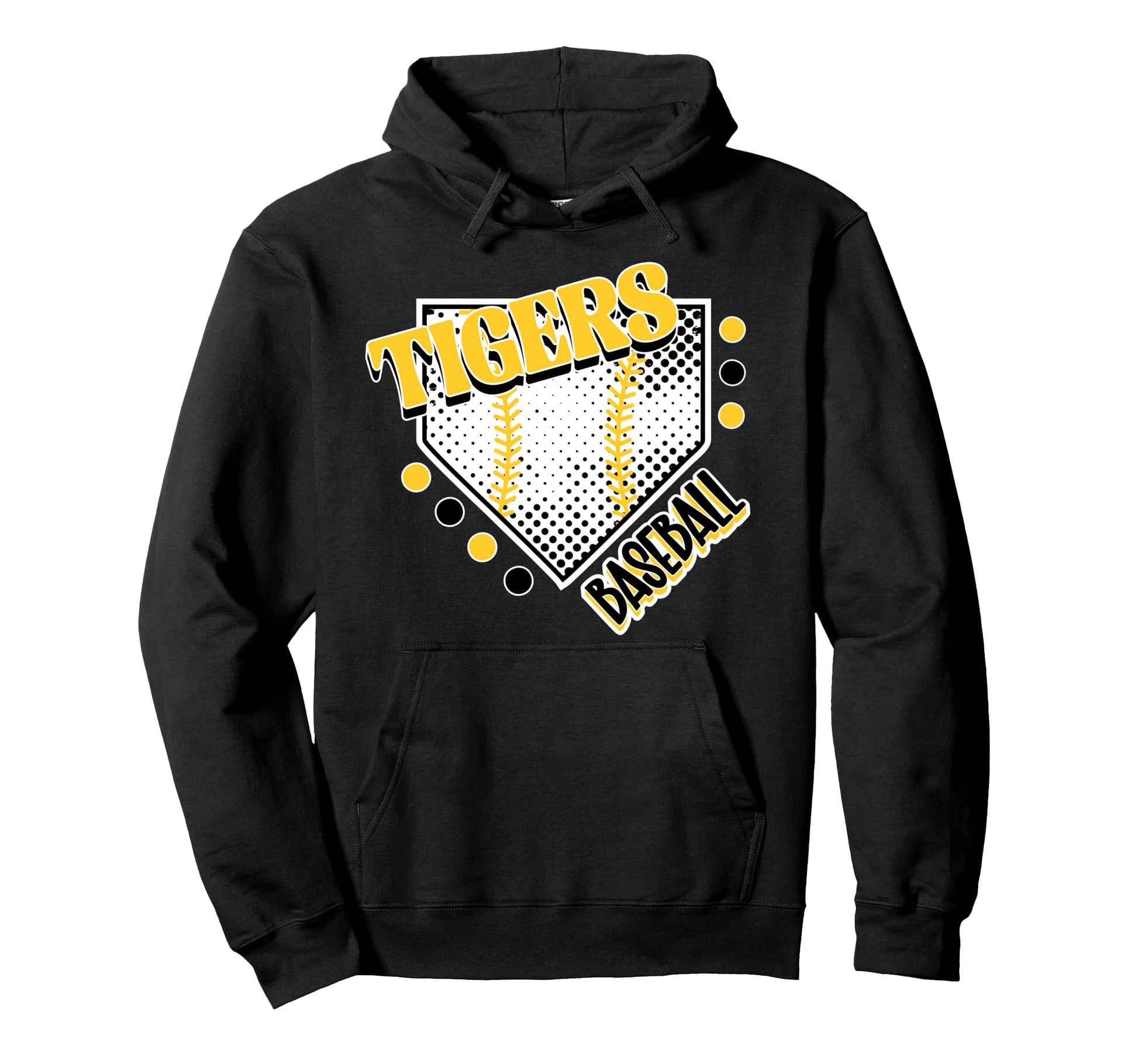 Yellow Tigers Baseball Mom Game Day Home Hoodie - Graphic Print Men Women - T-Shirt, Sweatshirt, Hoodie