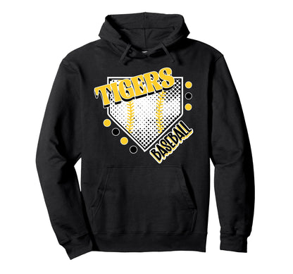 Yellow Tigers Baseball Mom Game Day Home Hoodie - Graphic Print Men Women - T-Shirt, Sweatshirt, Hoodie