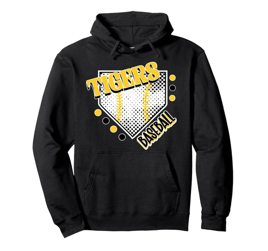Yellow Tigers Baseball Mom Game Day Home Hoodie - Graphic Print Men Women - T-Shirt, Sweatshirt, Hoodie