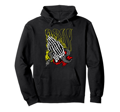Pray Snake Hands Aesthetic Edgy Hoodie - Fun Novelty Design Men Women - T-Shirt, Sweatshirt, Hoodie