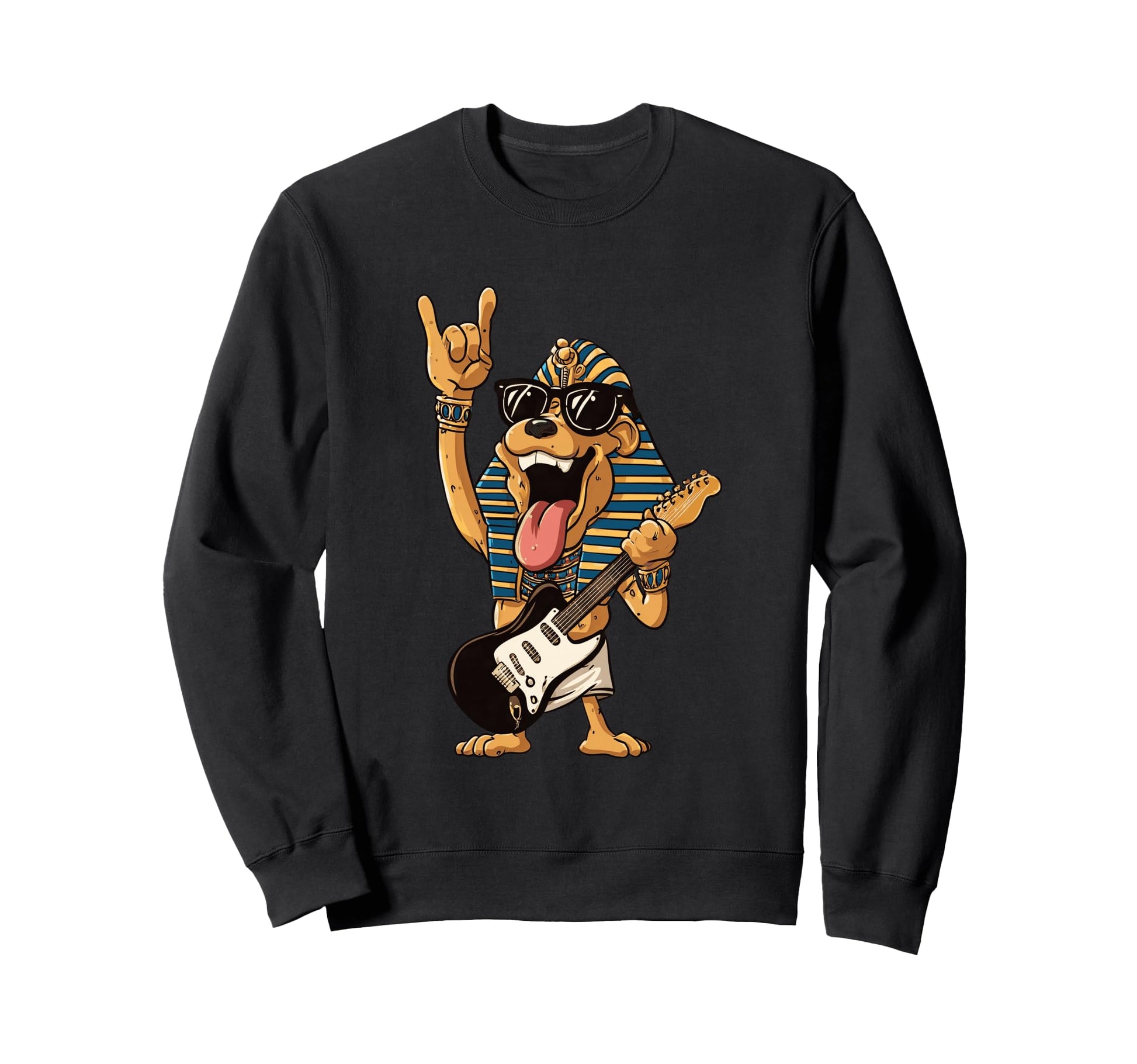 Funny Rock Dog Egyptian Theme Sweatshirt - Trendy Graphic for Adults - T-Shirt, Sweatshirt, Hoodie