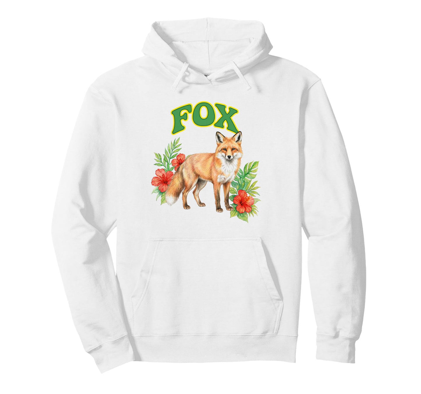 Fox Groovy Floral Fox Watercolor Boho Hoodie - Streetwear Style Men Women - T-Shirt, Sweatshirt, Hoodie