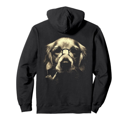 Golden Retriever Glasses Smoking Pipe Meme Hoodie - Graphic Print Unisex - T-Shirt, Sweatshirt, Hoodie