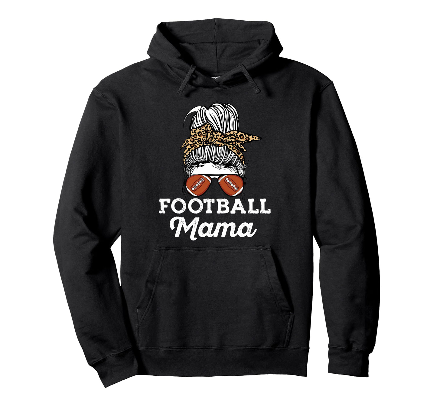 Messy Bun Leopard Pattern Proud Football Hoodie - Trendy Graphic Men Women - T-Shirt, Sweatshirt, Hoodie