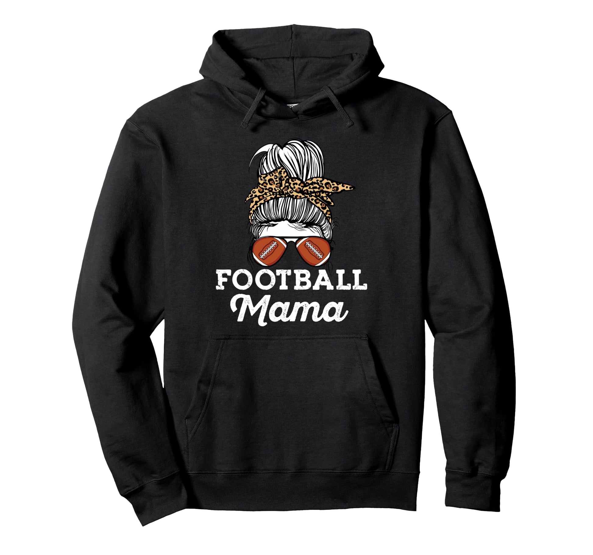 Messy Bun Leopard Pattern Proud Football Hoodie - Trendy Graphic Men Women - T-Shirt, Sweatshirt, Hoodie