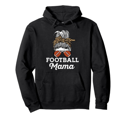Messy Bun Leopard Pattern Proud Football Hoodie - Trendy Graphic Men Women - T-Shirt, Sweatshirt, Hoodie