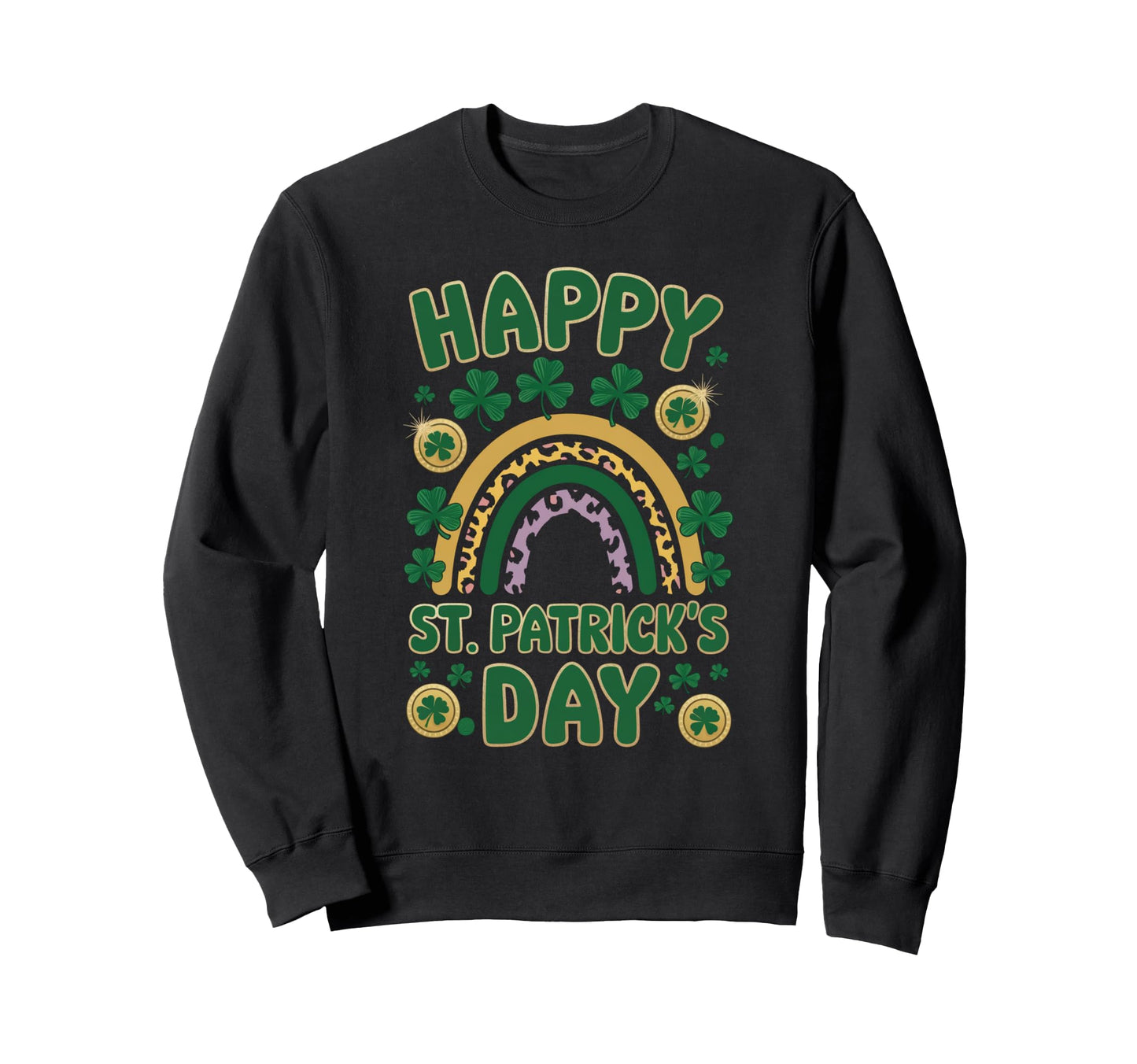 St Patricks Day Leopard Rainbow Sweatshirt - Streetwear Style Men Women - T-Shirt, Sweatshirt, Hoodie