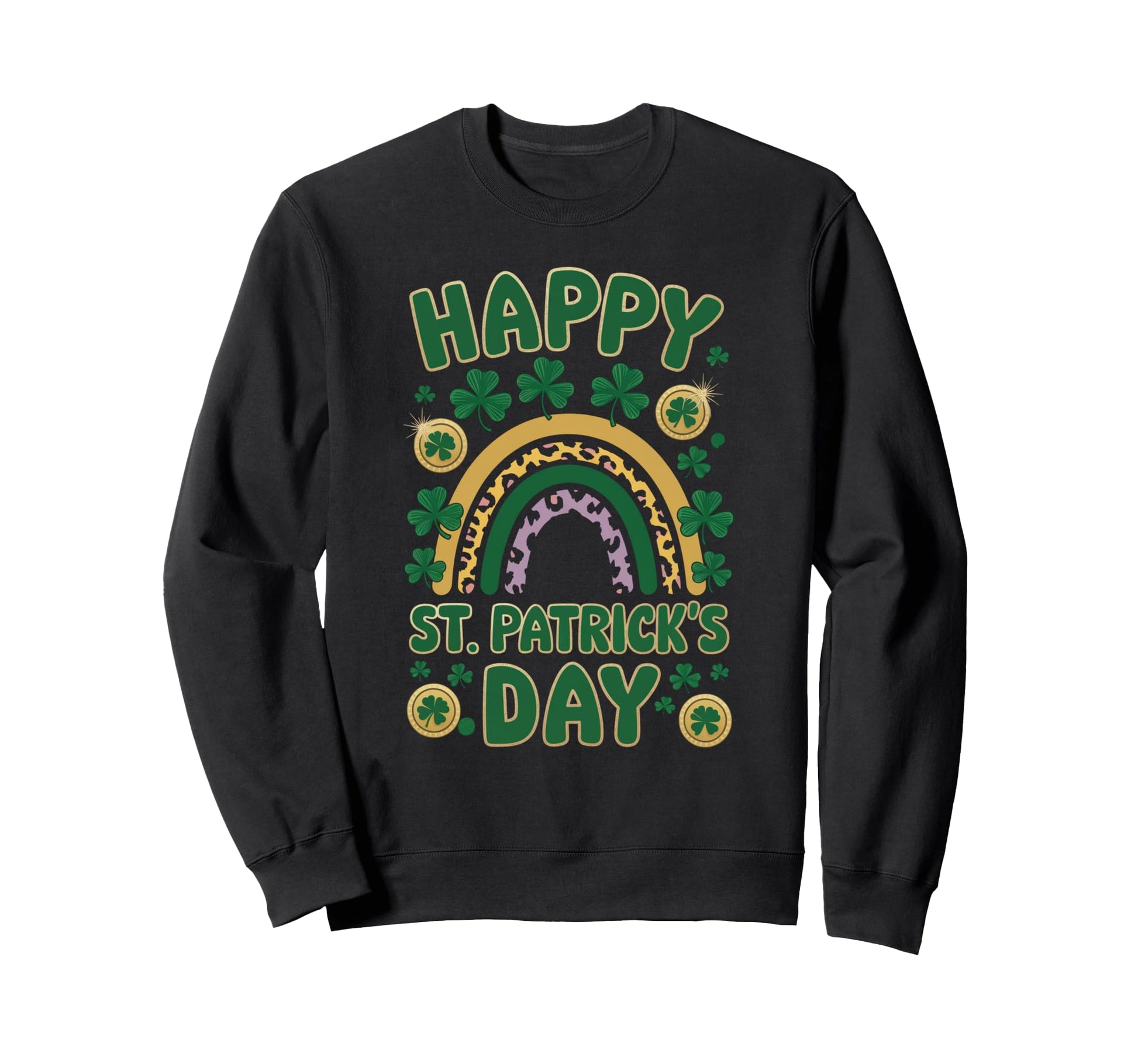 St Patricks Day Leopard Rainbow Sweatshirt - Streetwear Style Men Women - T-Shirt, Sweatshirt, Hoodie