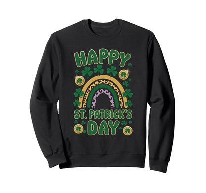 St Patricks Day Leopard Rainbow Sweatshirt - Streetwear Style Men Women - T-Shirt, Sweatshirt, Hoodie