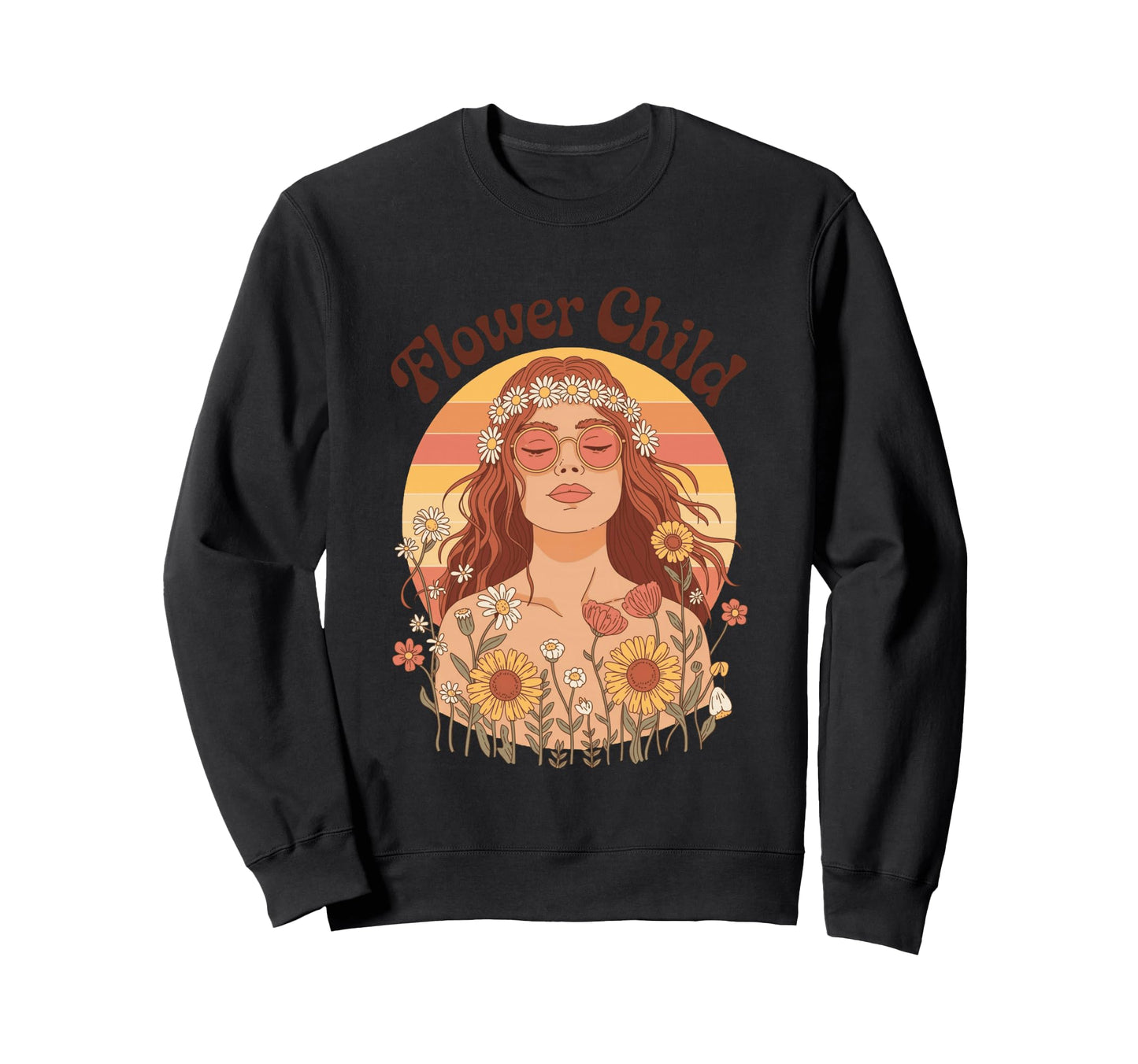 Flower Child Boho Sunflower Sweatshirt - Casual Everyday Wear Men Women - T-Shirt, Sweatshirt, Hoodie