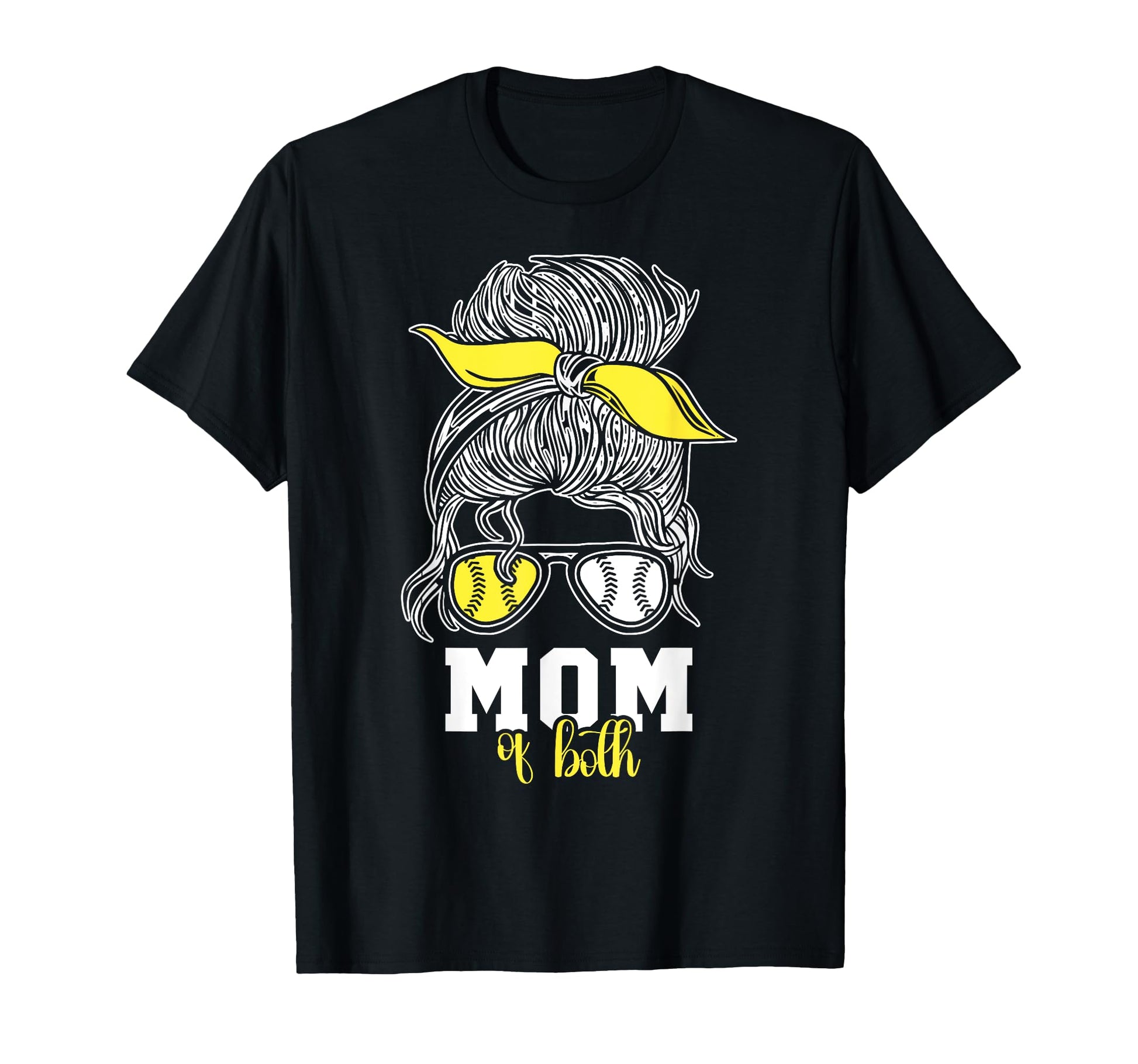 Mom Both Softball Baseball Player Mothers T-Shirt - Graphic Print Unisex - T-Shirt, Sweatshirt, Hoodie