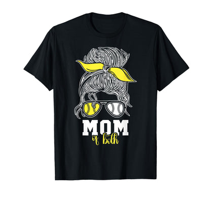 Mom Both Softball Baseball Player Mothers T-Shirt - Graphic Print Unisex - T-Shirt, Sweatshirt, Hoodie