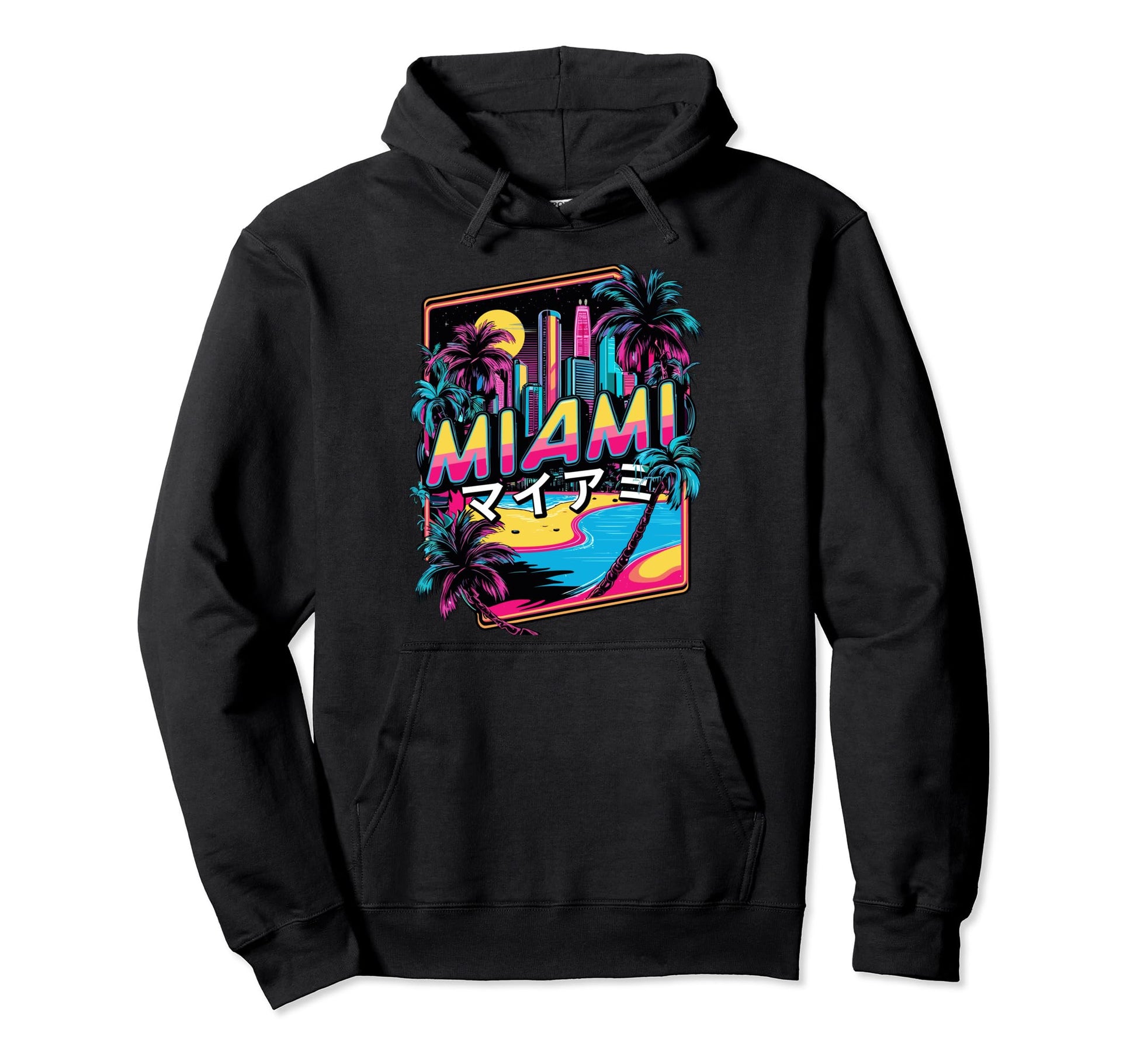 Miami Japanese Vaporwave Aesthetic Hoodie - Custom Art Print Men Women - T-Shirt, Sweatshirt, Hoodie
