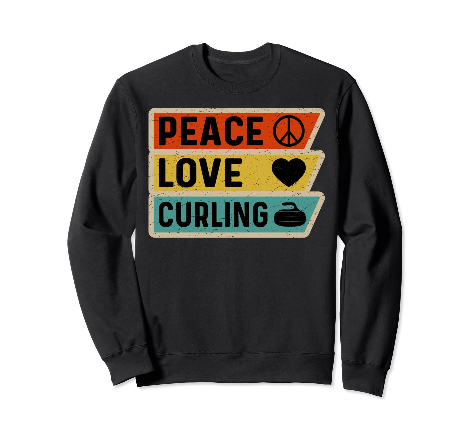 Distressed Peace Sign Love Curling Sweatshirt - Custom Art Print Men Women - T-Shirt, Sweatshirt, Hoodie
