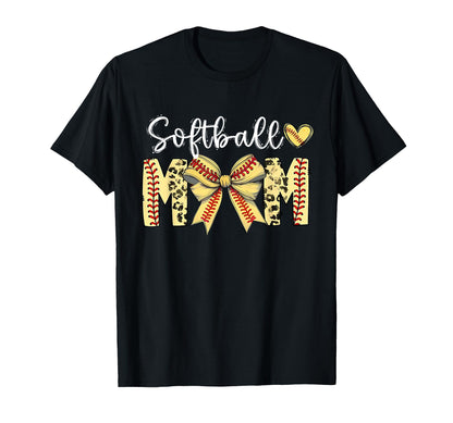 Softball Coquette Bow Softball Mom T-Shirt - Aesthetic Graphic for Adults - T-Shirt, Sweatshirt, Hoodie