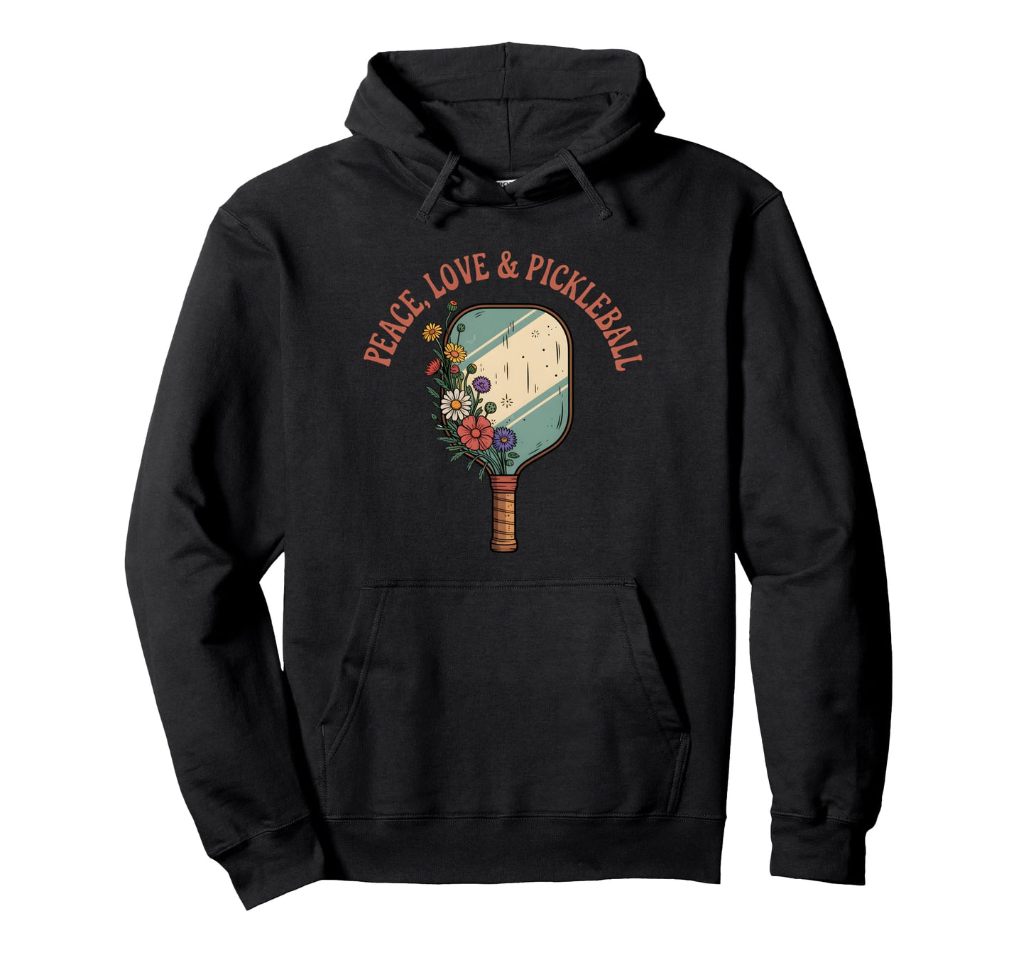 Peace Love Pickleball Boho Outfit Hoodie - Fun Novelty Design for Adults - T-Shirt, Sweatshirt, Hoodie