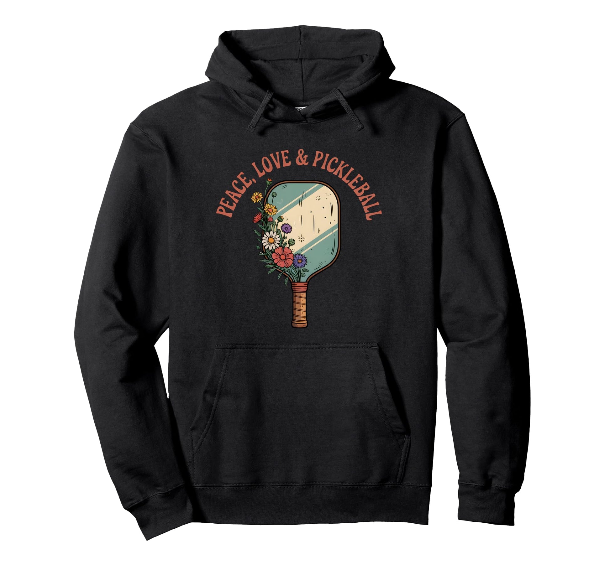 Peace Love Pickleball Boho Outfit Hoodie - Fun Novelty Design for Adults - T-Shirt, Sweatshirt, Hoodie