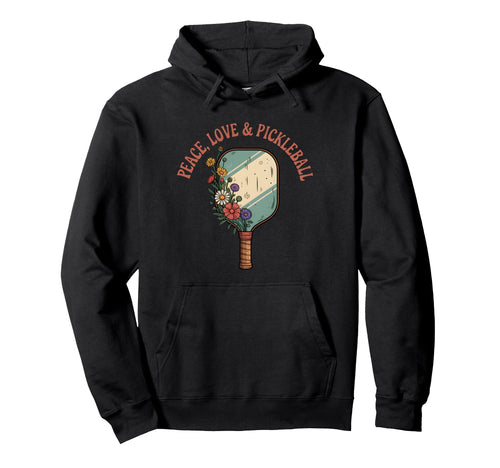 Peace Love Pickleball Boho Outfit Hoodie - Fun Novelty Design for Adults - T-Shirt, Sweatshirt, Hoodie