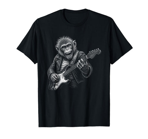 Funy Monkey Playing Guitar T-Shirt - Casual Everyday Wear for Adults - T-Shirt, Sweatshirt, Hoodie