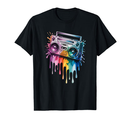 Splash Art Boombox Old School 80S Music T-Shirt - Trendy Graphic Men Women - T-Shirt, Sweatshirt, Hoodie