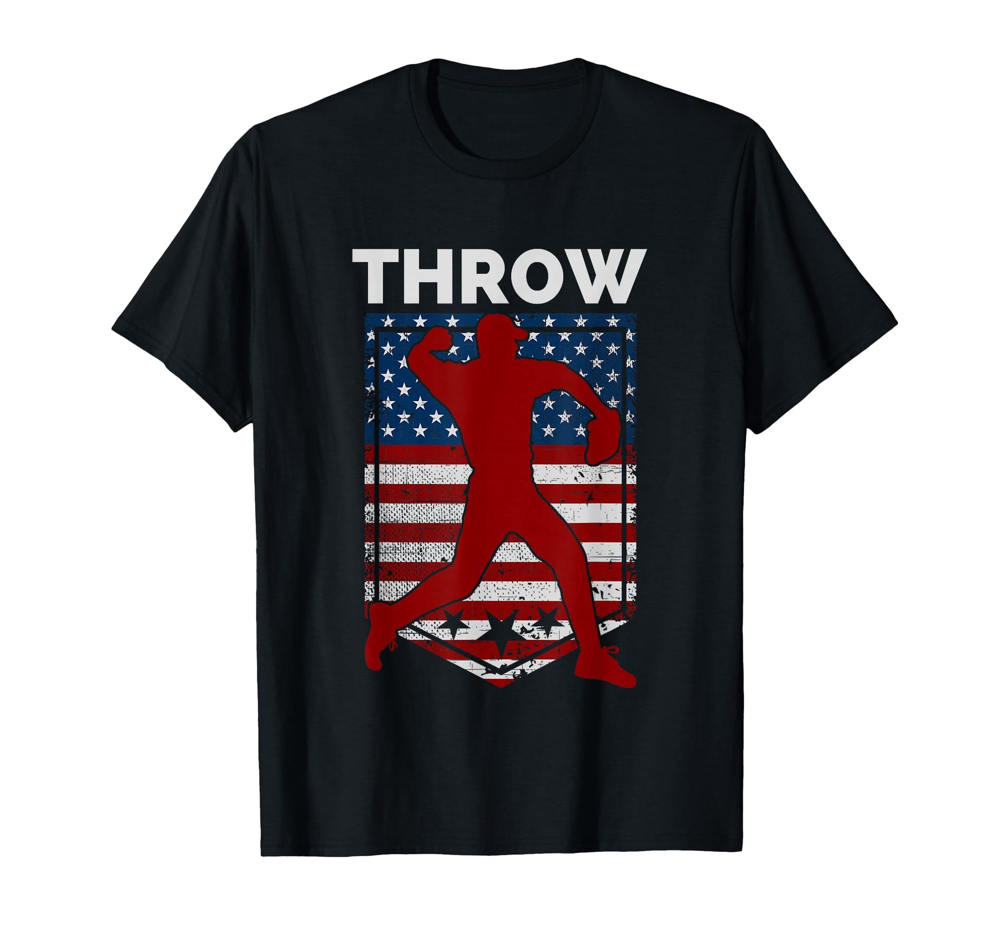 Mens Baseball American Flag Throw T-Shirt - Trendy Graphic Men Women - T-Shirt, Sweatshirt, Hoodie
