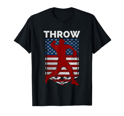 Mens Baseball American Flag Throw T-Shirt - Trendy Graphic Men Women - T-Shirt, Sweatshirt, Hoodie