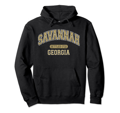 Savannah Georgia Sports Varsity Beige Hoodie - Novelty Apparel for Adults - T-Shirt, Sweatshirt, Hoodie
