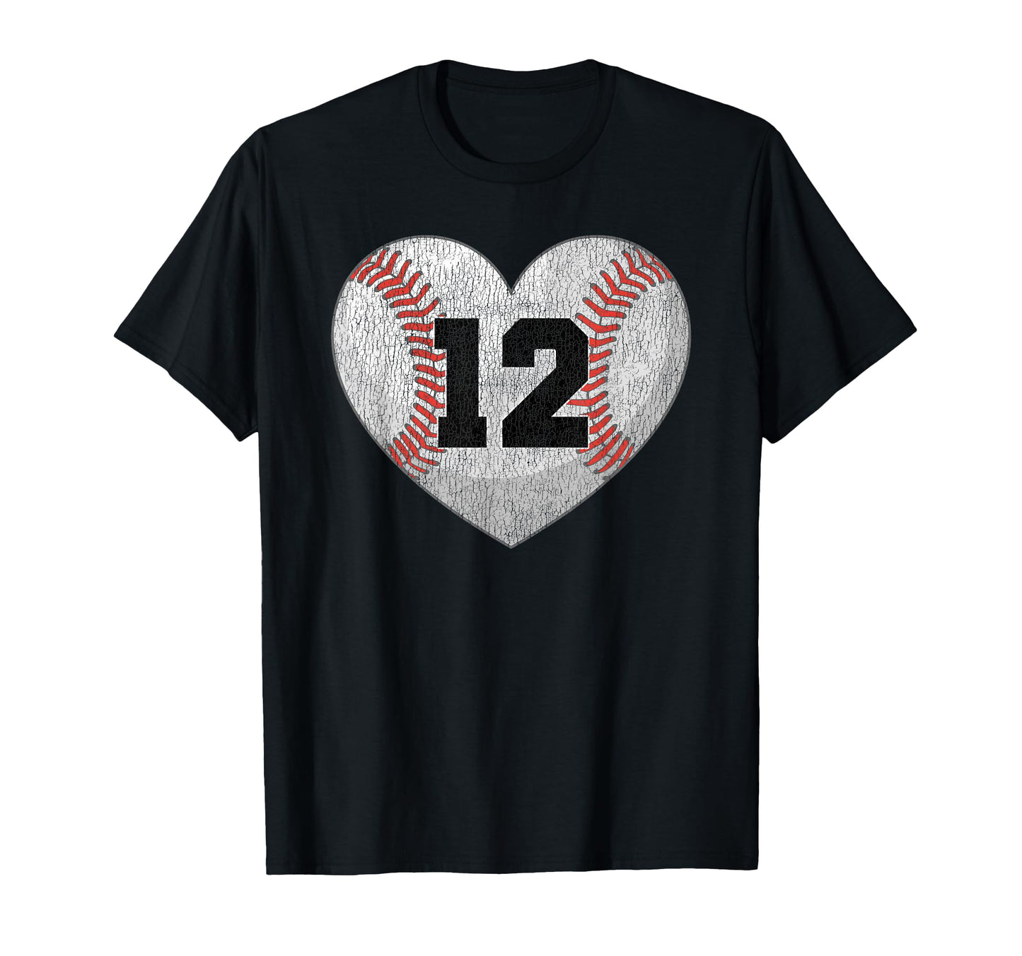 Baseball Number 12 Distressed T-Shirt - Fun Novelty Design for Adults - T-Shirt, Sweatshirt, Hoodie