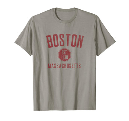 Boston Varsity Distressed T-Shirt - Minimalist Print Men Women - T-Shirt, Sweatshirt, Hoodie