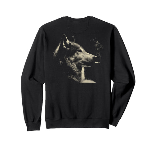 Wolf Smoking Cigarette Grunge Meme Sweatshirt - Unique Graphic for Adults - T-Shirt, Sweatshirt, Hoodie