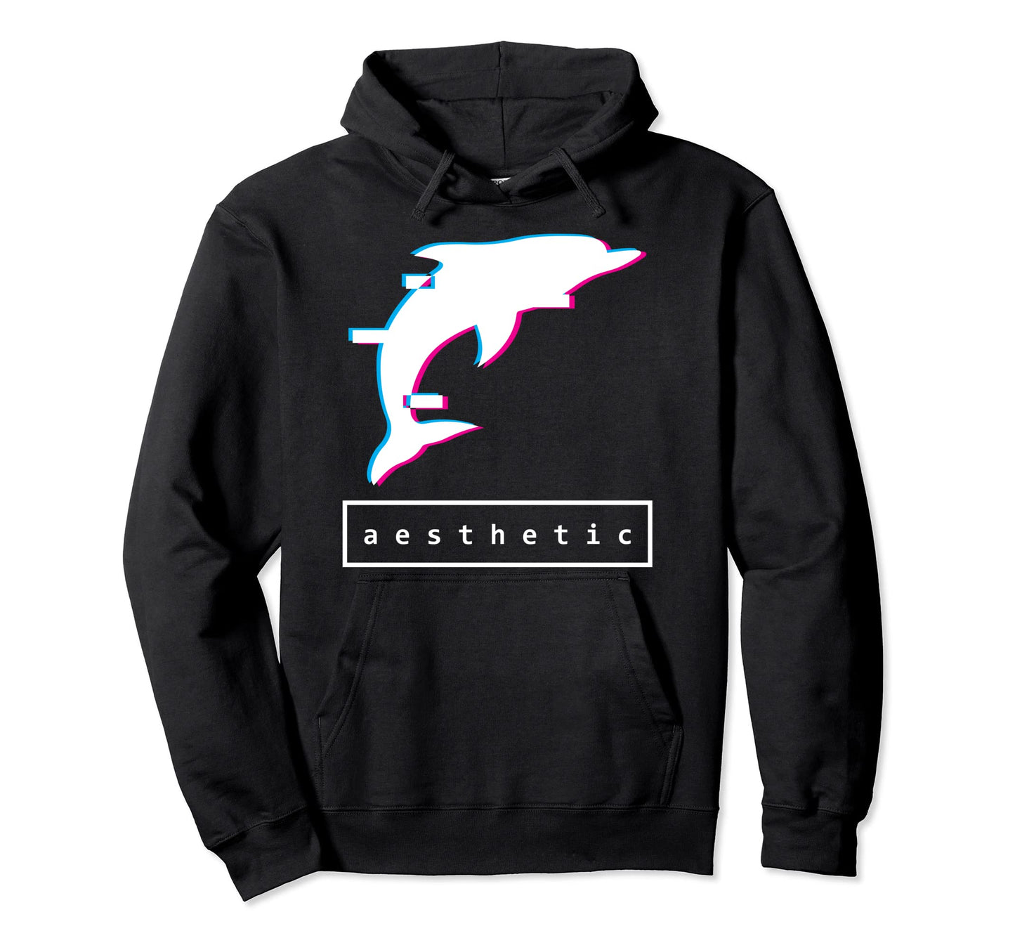 Vaporwave Dolphin Glitch Aesthetic Hoodie - Aesthetic Graphic Unisex - T-Shirt, Sweatshirt, Hoodie