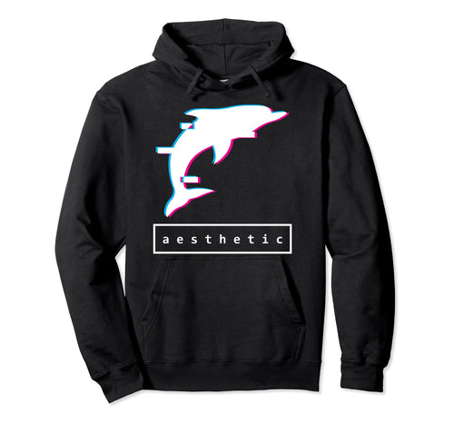 Vaporwave Dolphin Glitch Aesthetic Hoodie - Aesthetic Graphic Unisex - T-Shirt, Sweatshirt, Hoodie