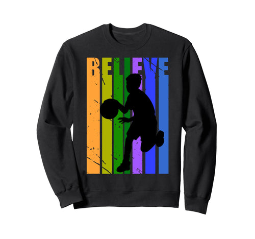 Basketball Birthday Rainbow Sweatshirt - Aesthetic Graphic for Adults - T-Shirt, Sweatshirt, Hoodie