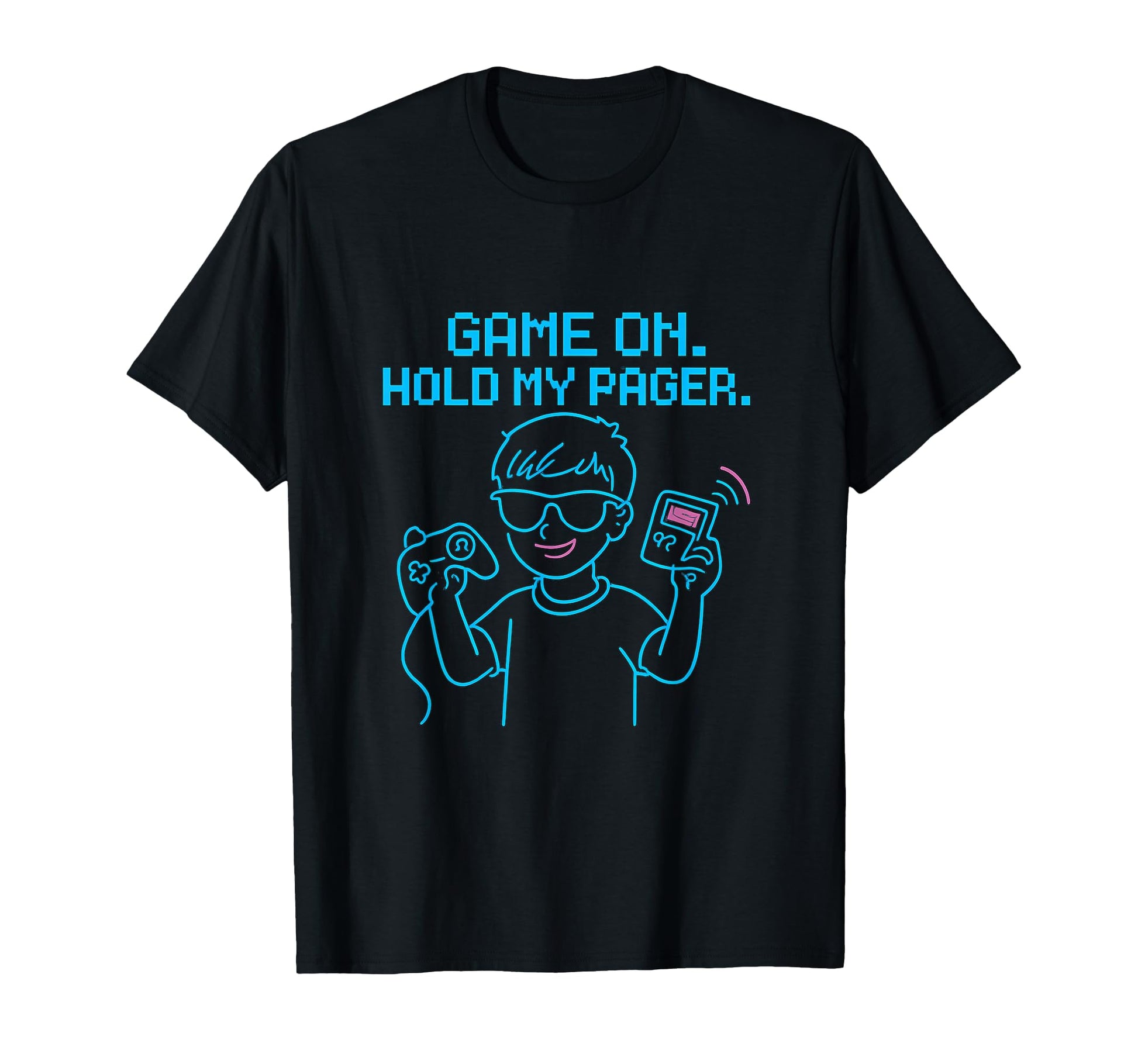 Game Hold My Pager 90S Y2K Pixel Art T-Shirt - Custom Art Print Unisex - T-Shirt, Sweatshirt, Hoodie