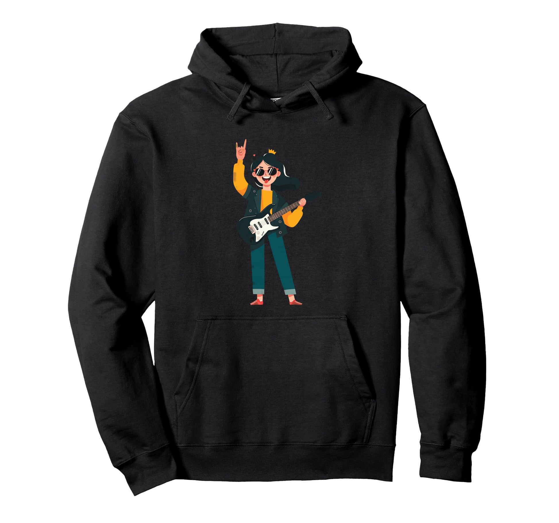 Female Musician Rock Music Guitar Player Hoodie - Aesthetic Graphic Unisex - T-Shirt, Sweatshirt, Hoodie