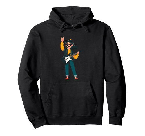 Female Musician Rock Music Guitar Player Hoodie - Aesthetic Graphic Unisex - T-Shirt, Sweatshirt, Hoodie