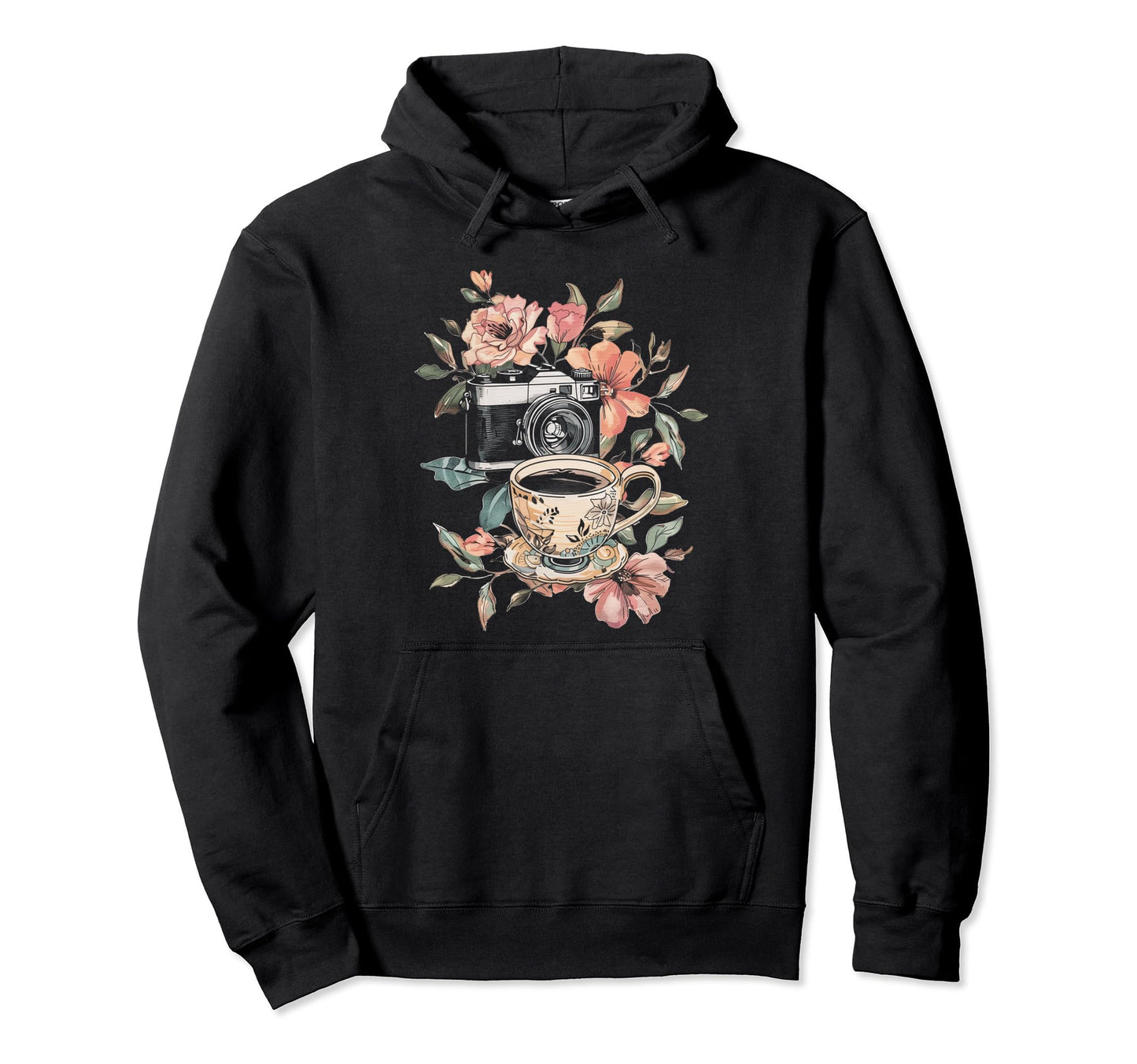 Photographer Coffee Camera Flowers Hoodie - Novelty Apparel for Adults - T-Shirt, Sweatshirt, Hoodie