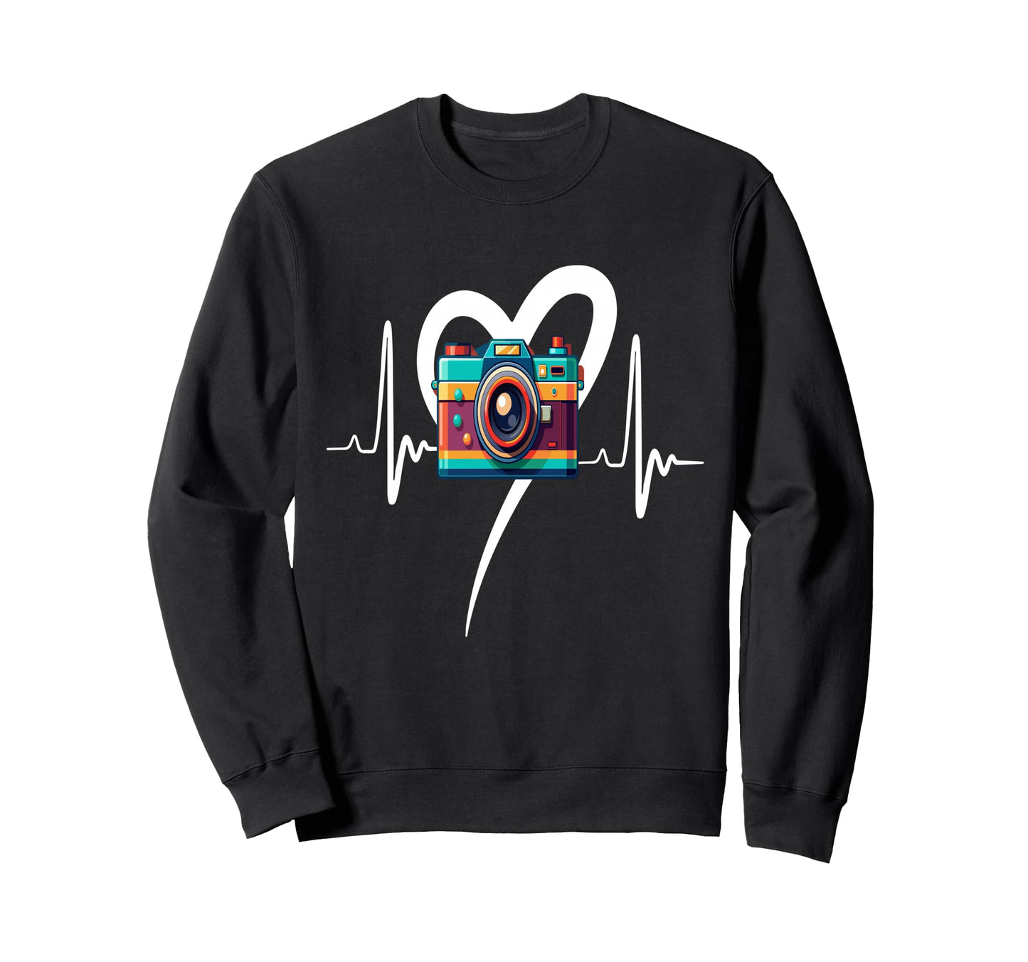 Womens Funny Camera Heartbeat Sweatshirt - Fun Novelty Design Men Women - T-Shirt, Sweatshirt, Hoodie