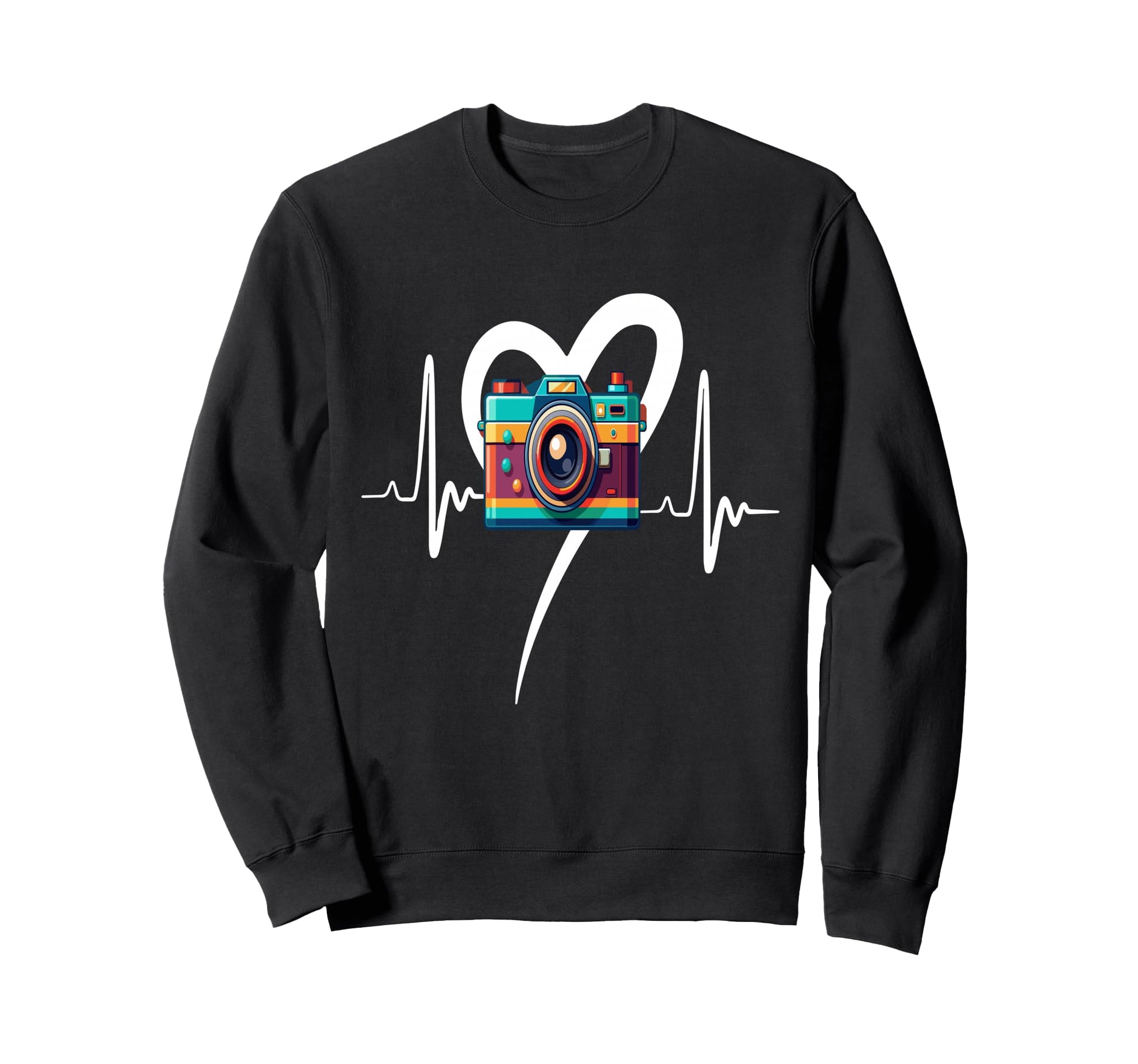 Womens Funny Camera Heartbeat Sweatshirt - Fun Novelty Design Men Women - T-Shirt, Sweatshirt, Hoodie