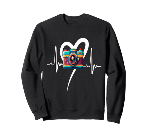 Womens Funny Camera Heartbeat Sweatshirt - Fun Novelty Design Men Women - T-Shirt, Sweatshirt, Hoodie