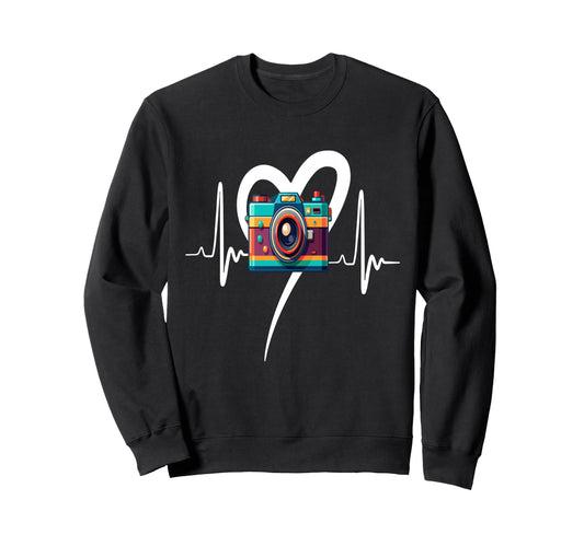 Womens Funny Camera Heartbeat Sweatshirt - Fun Novelty Design Men Women - T-Shirt, Sweatshirt, Hoodie