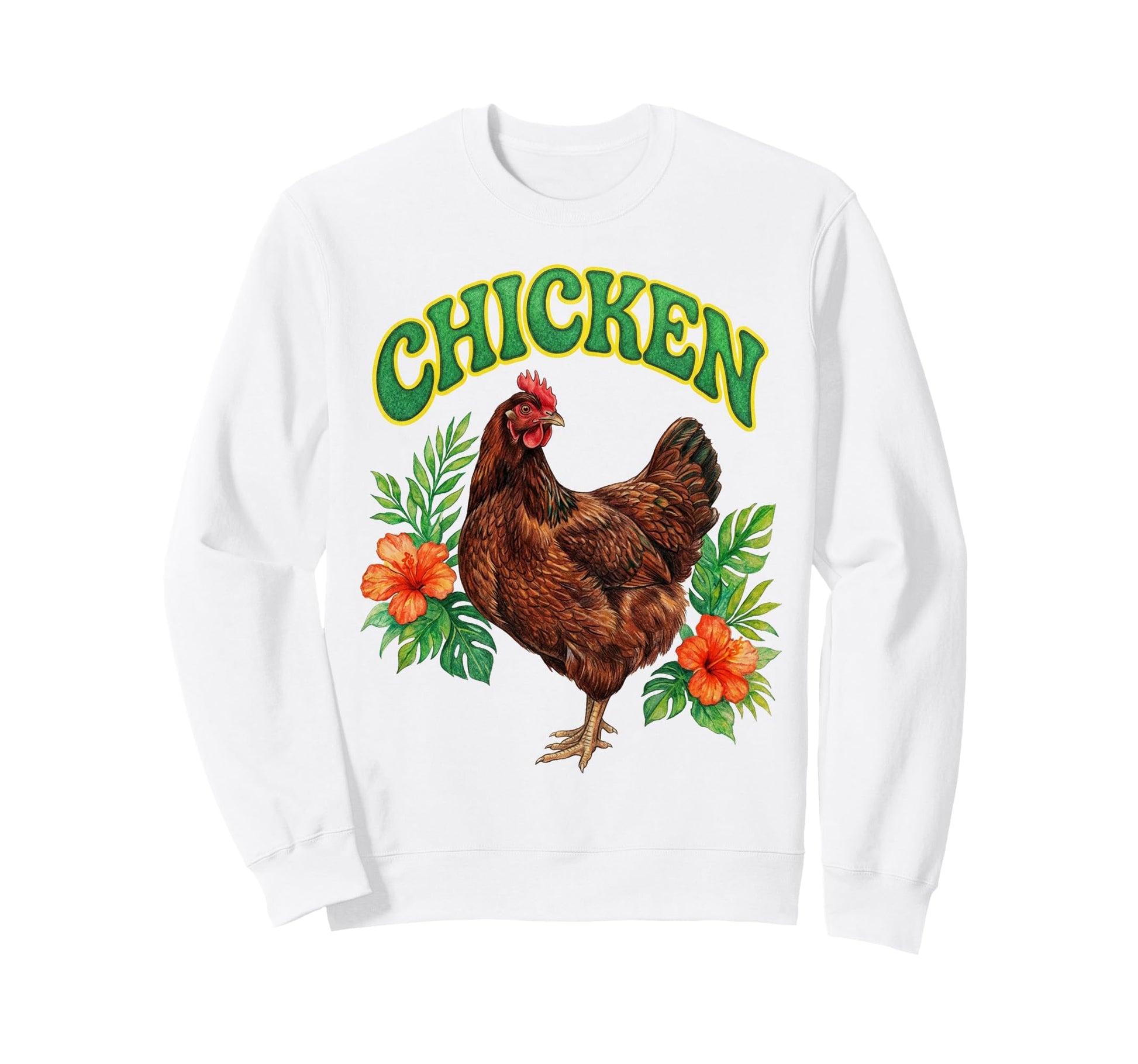 Chicken Groovy Floral Chicken Sweatshirt - Custom Art Print for Adults - T-Shirt, Sweatshirt, Hoodie