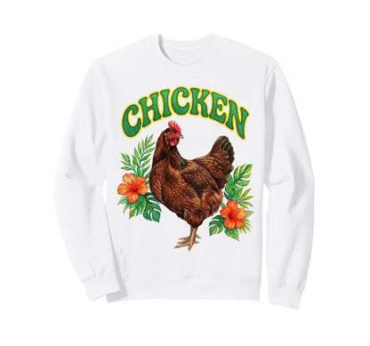 Chicken Groovy Floral Chicken Sweatshirt - Custom Art Print for Adults - T-Shirt, Sweatshirt, Hoodie