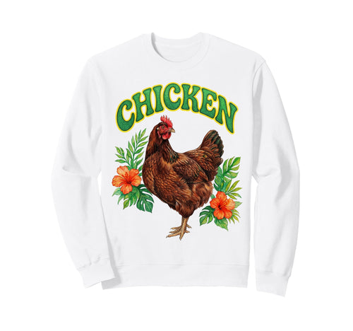 Chicken Groovy Floral Chicken Sweatshirt - Custom Art Print for Adults - T-Shirt, Sweatshirt, Hoodie