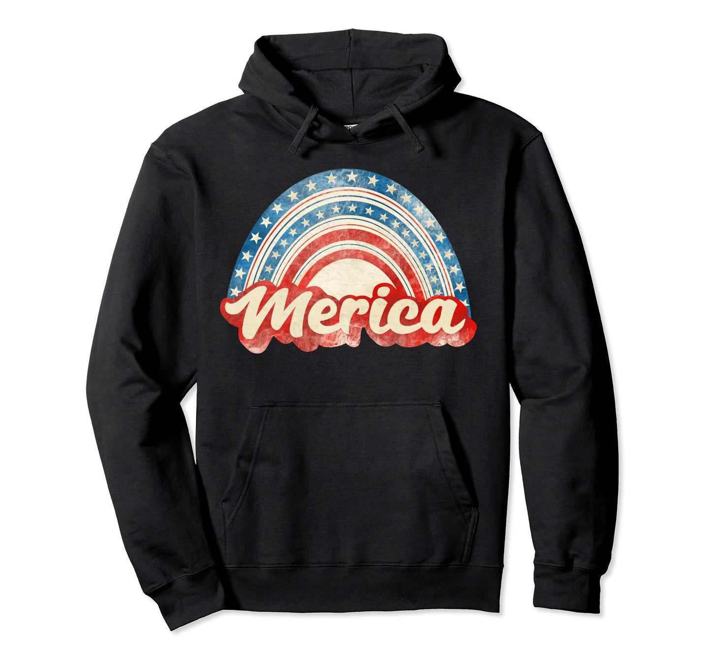 Merica 4Th July American Flag Rainbow Hoodie - Aesthetic Graphic Unisex - T-Shirt, Sweatshirt, Hoodie