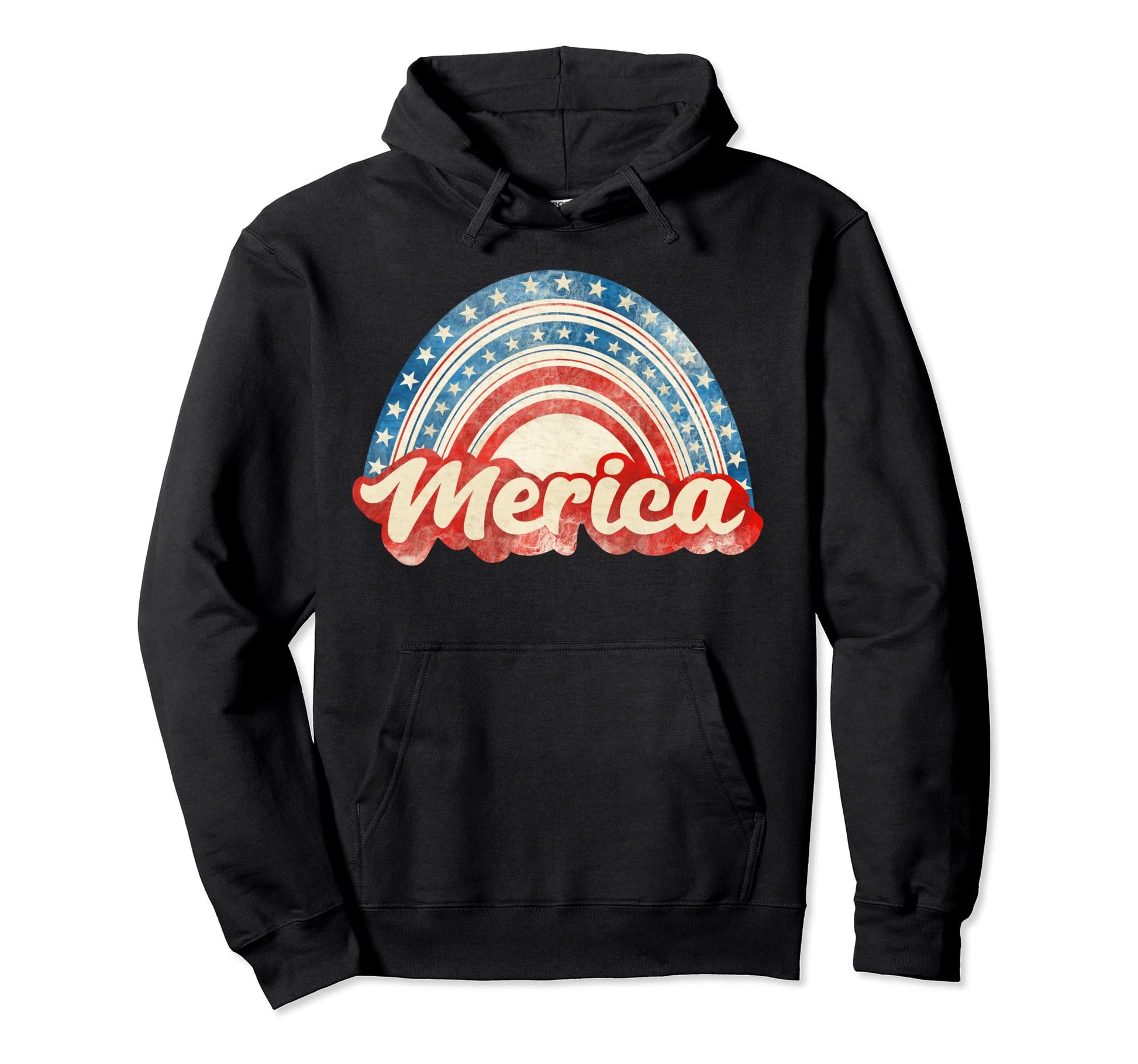 Merica 4Th July American Flag Rainbow Hoodie - Aesthetic Graphic Unisex - T-Shirt, Sweatshirt, Hoodie