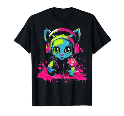 Kawaii Cat Dj Japanese Edm Y2K T-Shirt - Novelty Apparel Men Women - T-Shirt, Sweatshirt, Hoodie