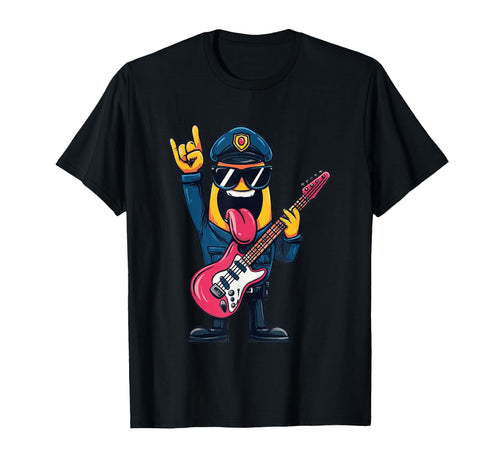 Funny Cartoon Banana Police Officer Rock T-Shirt - Graphic Print Men Women - T-Shirt, Sweatshirt, Hoodie