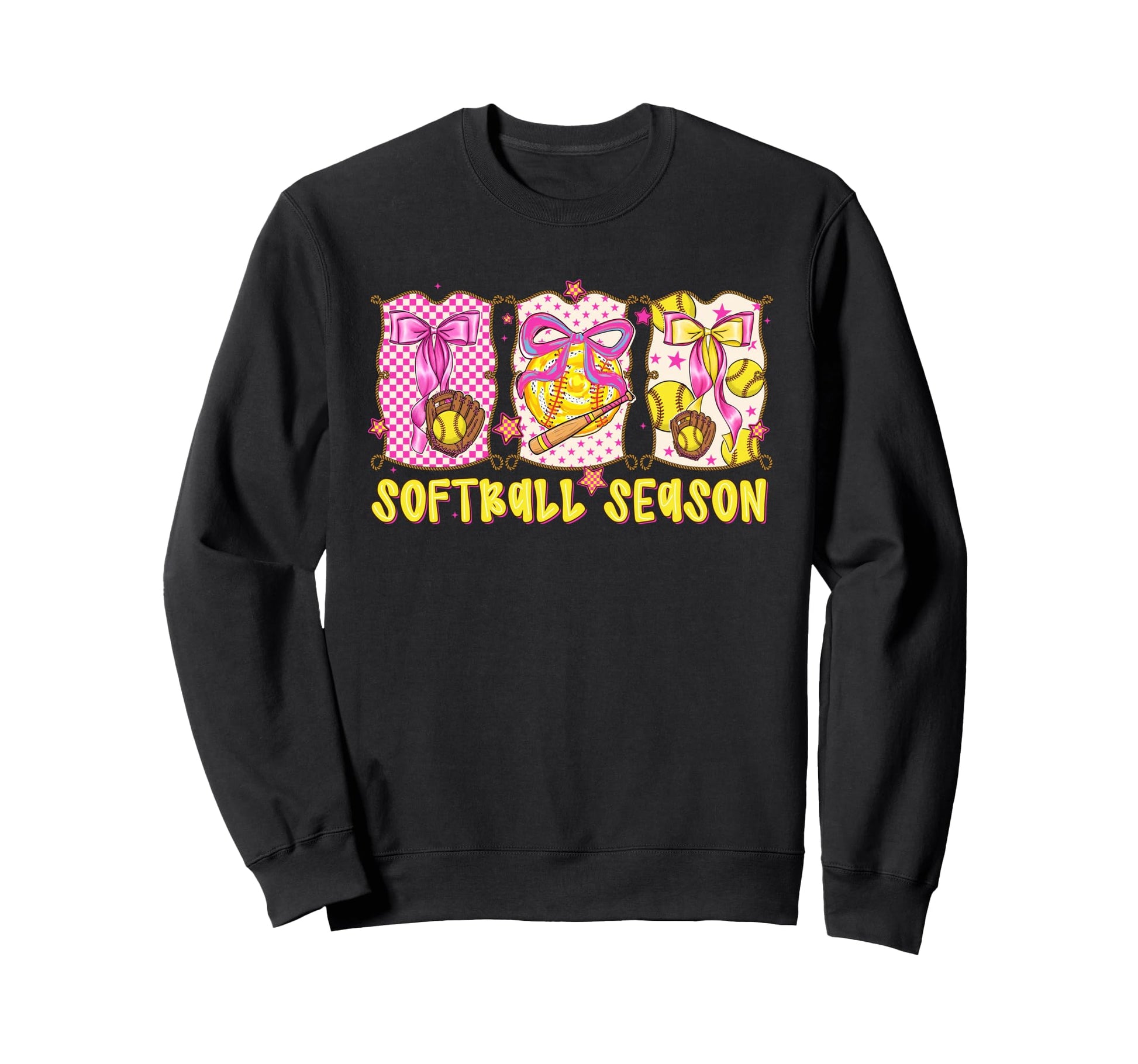 Preppy Softball Season Coquette Bow Sweatshirt - Aesthetic Graphic Unisex - T-Shirt, Sweatshirt, Hoodie